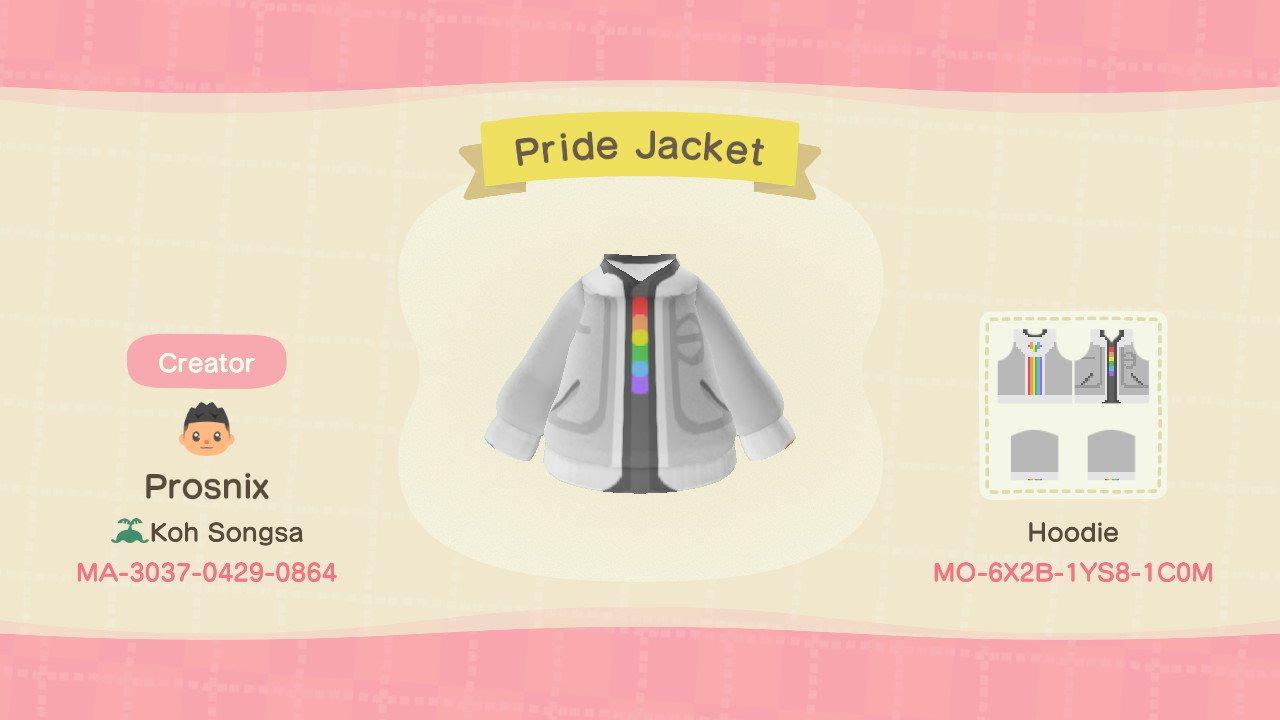 Animal Crossing Design Code: MO-6X2B-1YS8-1C0M Pride Jacket