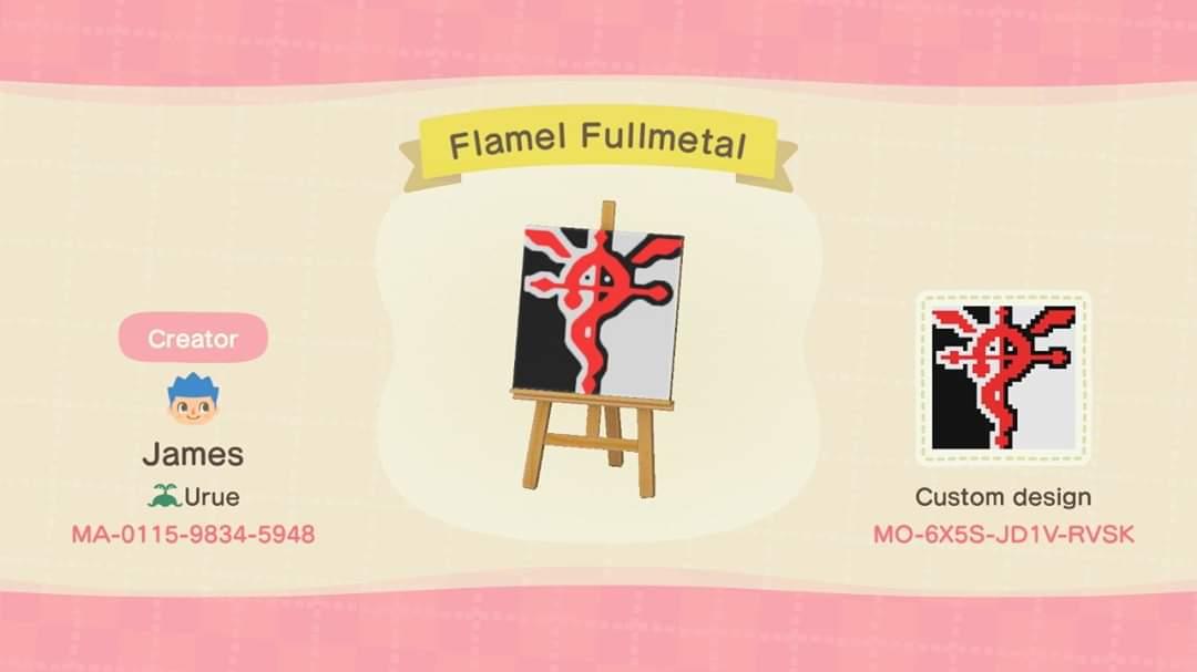 Animal Crossing Design Code: MO-6X5S-JD1V-RVSK Flamel Fullmetal