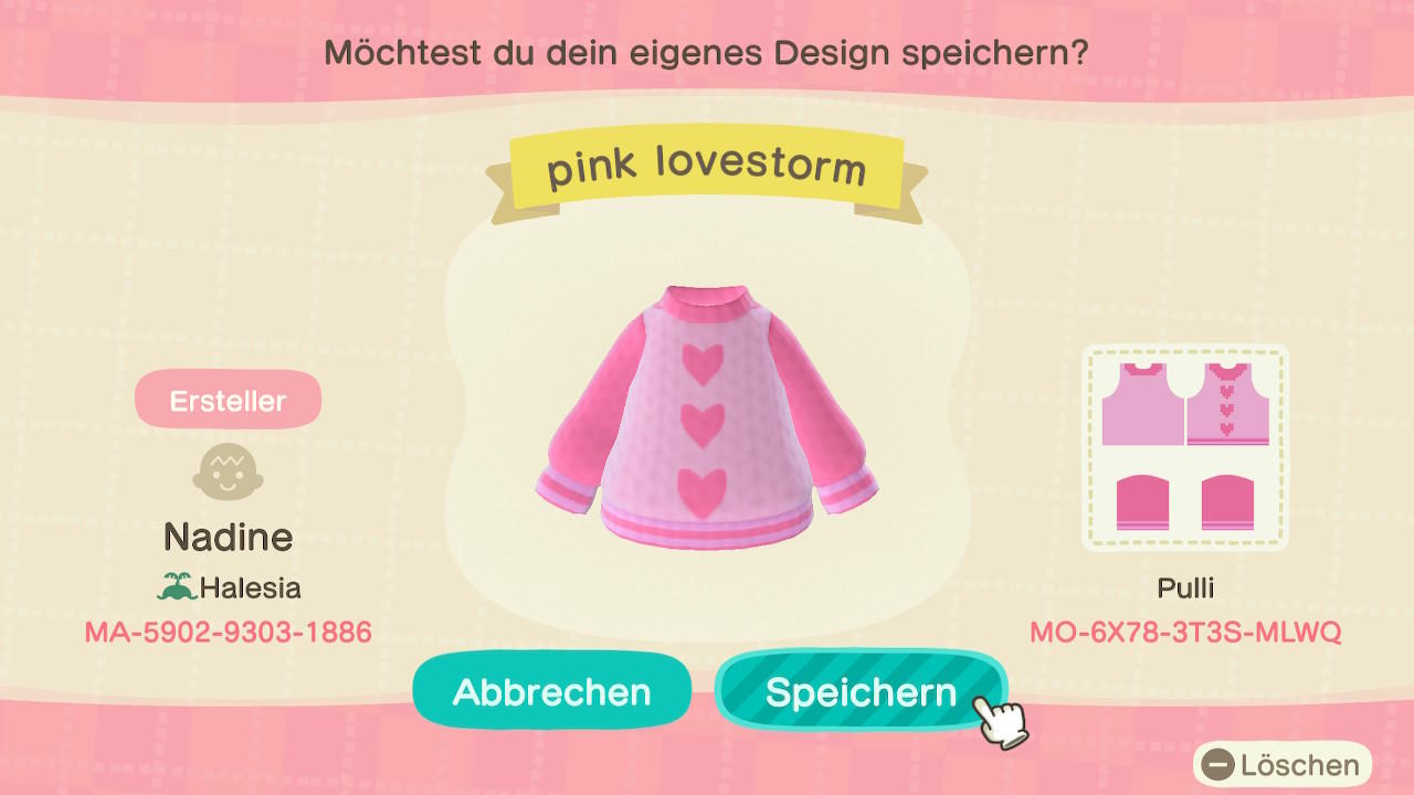 Animal Crossing Design Code: MO-6X78-3T3S-MLWQ pink lovestorm