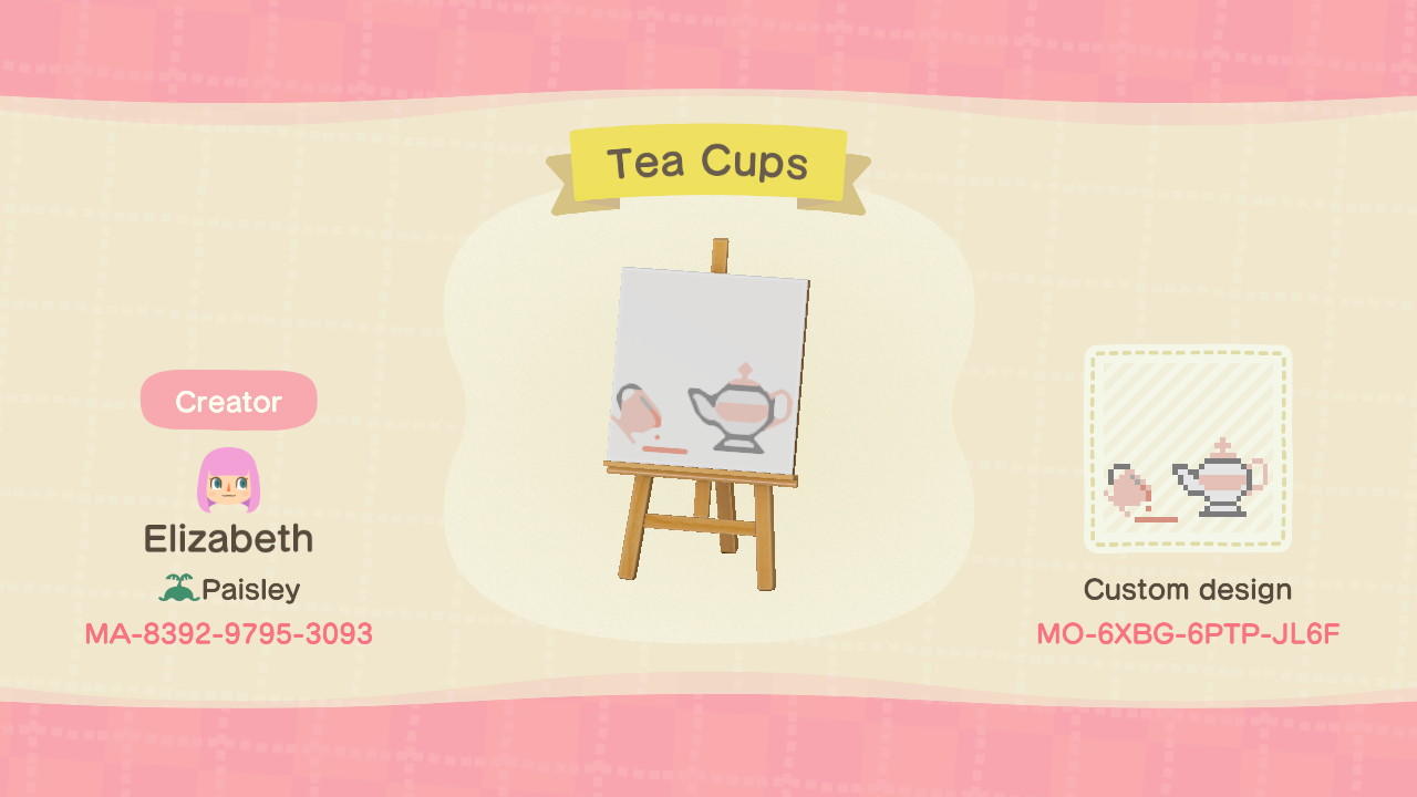 Animal Crossing Design Code: MO-6XBG-6PTP-JL6F Tea Cups