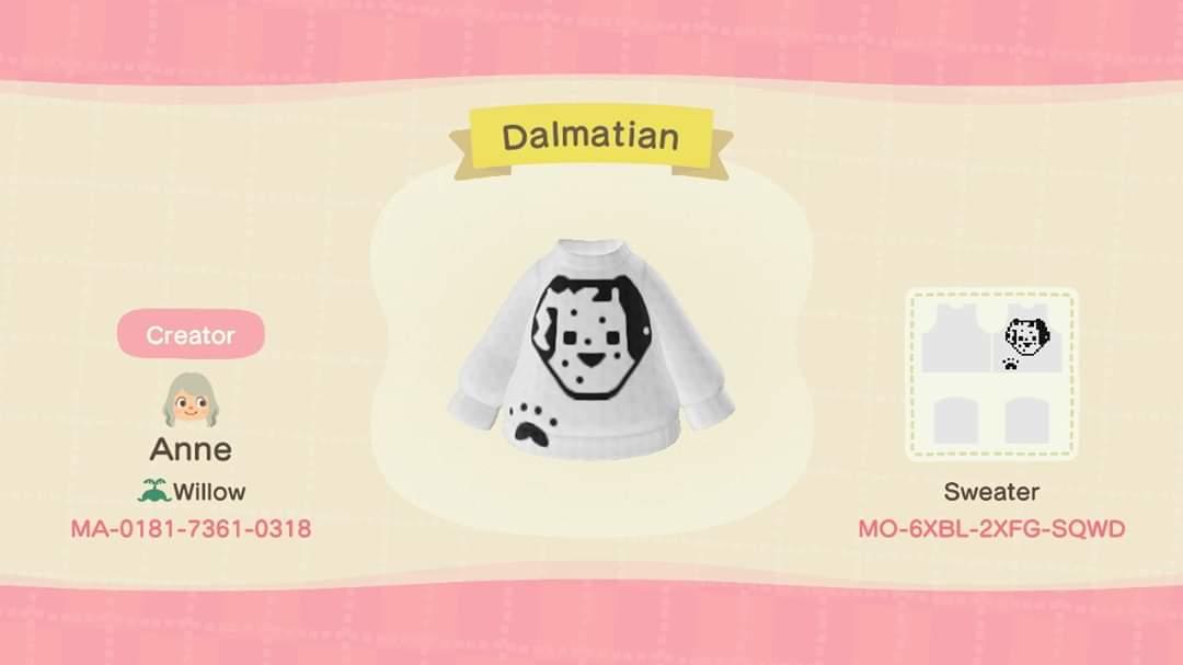 Animal Crossing Design Code: MO-6XBL-2XFG-SQWD Dalmatian