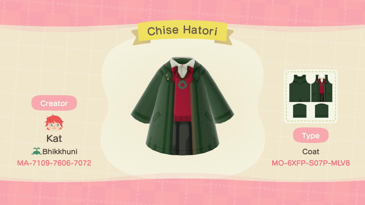 Animal Crossing Design Code: MO-6XFP-S07P-MLV8 Chise Hatori