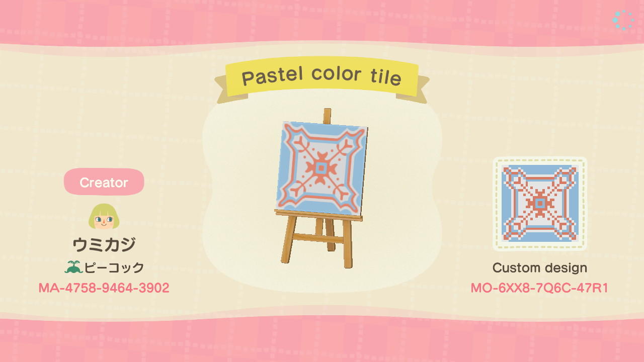 Animal Crossing Design Code: MO-6XX8-7Q6C-47R1 Pastel color tile