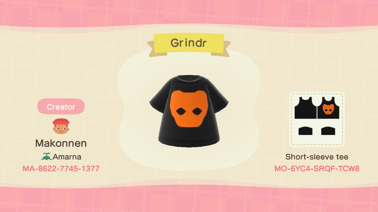 Animal Crossing Design Code: MO-6YC4-SRQF-TCW8 Grindr