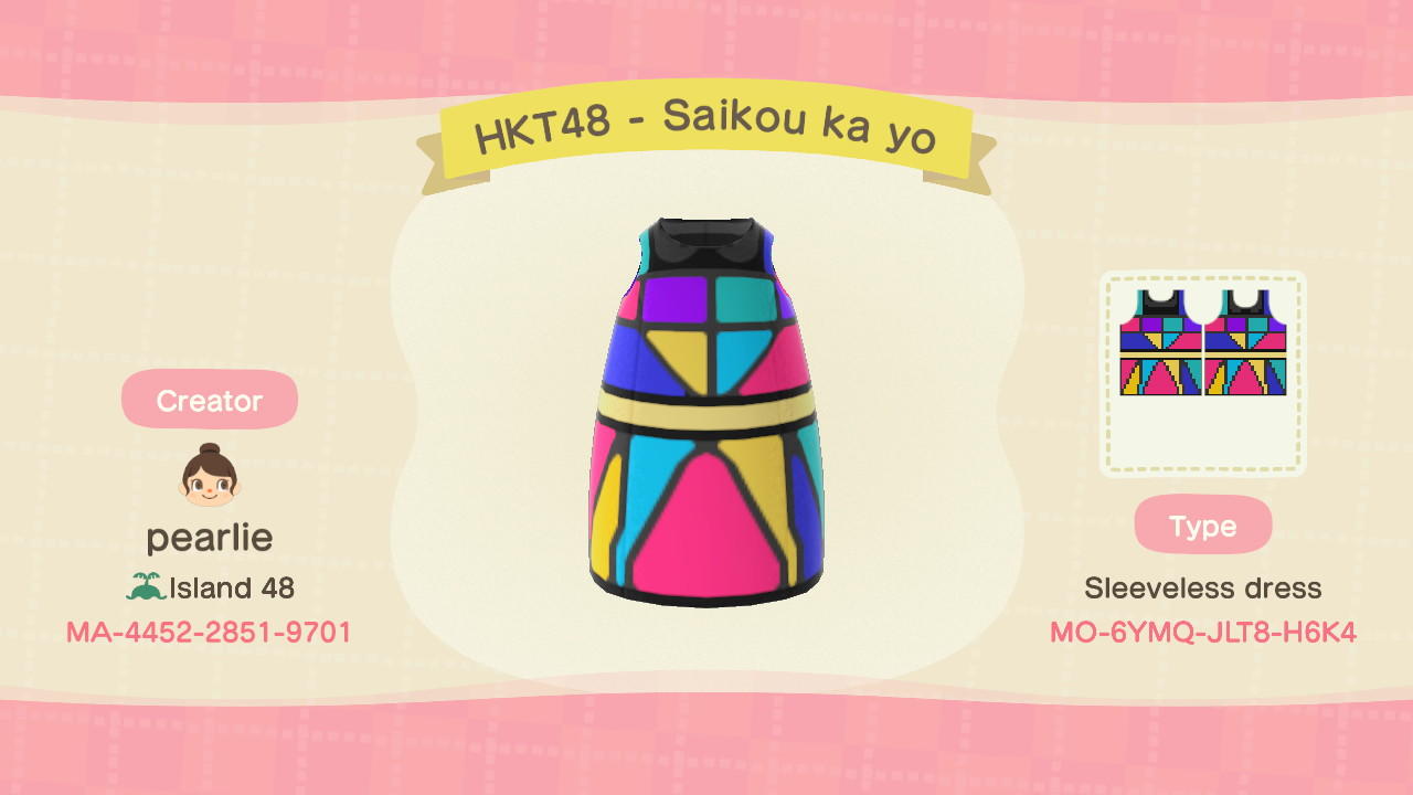 Animal Crossing Design Code: MO-6YMQ-JLT8-H6K4 HKT48 - Saikou ka yo