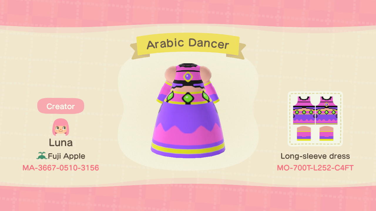 Animal Crossing Design Code: MO-700T-L252-C4FT Arabic Dancer