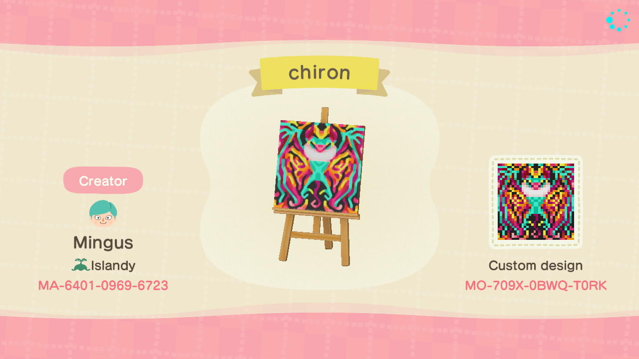 Animal Crossing Design Code: MO-709X-0BWQ-T0RK chiron