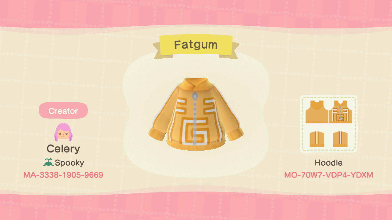 Animal Crossing Design Code: MO-70W7-VDP4-YDXM Fatgum
