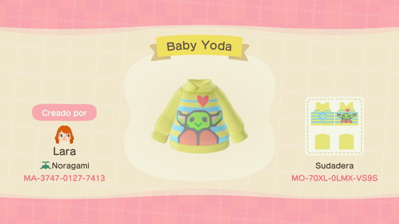 Animal Crossing Design Code: MO-70XL-0LMX-VS9S Baby Yoda