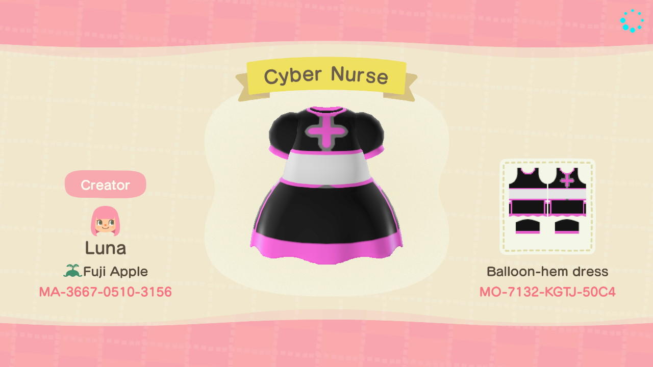 Animal Crossing Design Code: MO-7132-KGTJ-50C4 Cyber Nurse
