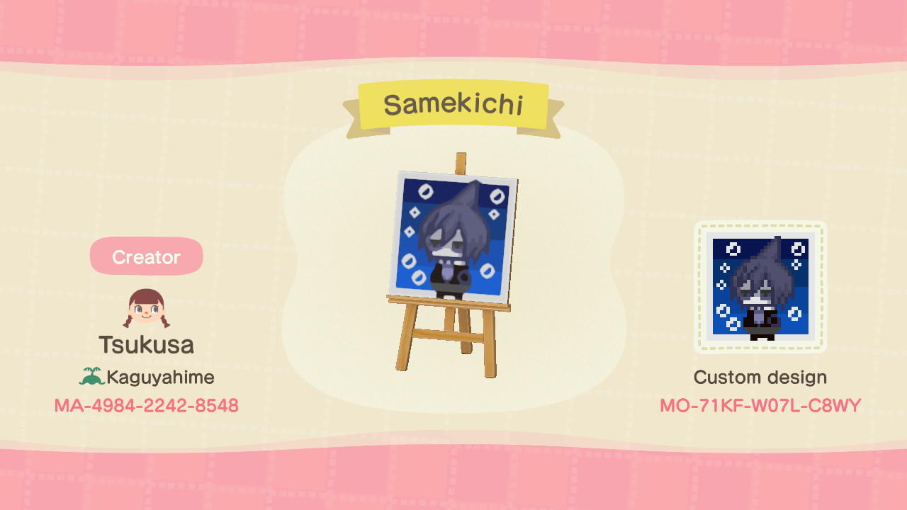 Animal Crossing Design Code: MO-71KF-W07L-C8WY Samekichi