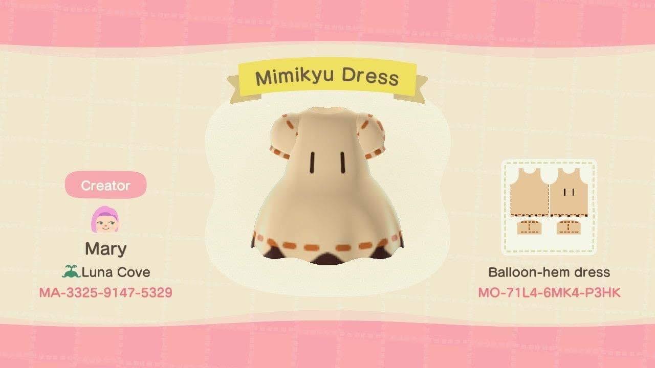 Animal Crossing Design Code: MO-71L4-6MK4-P3HK Mimikyu Dress