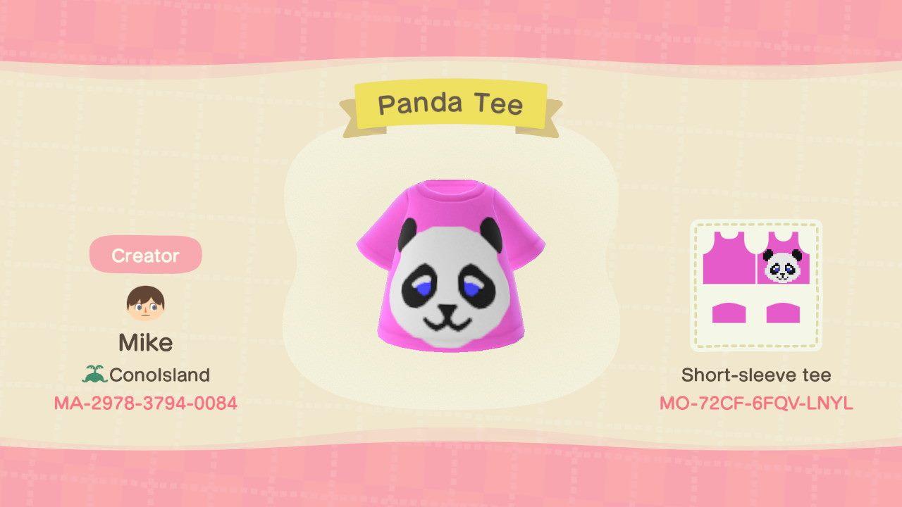 Animal Crossing Design Code: MO-72CF-6FQV-LNYL Panda Face Tee