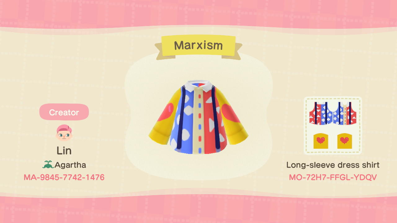 Animal Crossing Design Code: MO-72H7-FFGL-YDQV Marxism