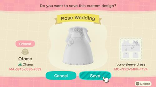 Animal Crossing Design Code: MO-72K3-S4PP-F1V4 Rose Wedding