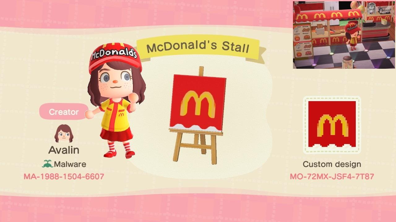 Animal Crossing Design Code: MO-72MX-JSF4-7T87 McDonald&#39;s Stall