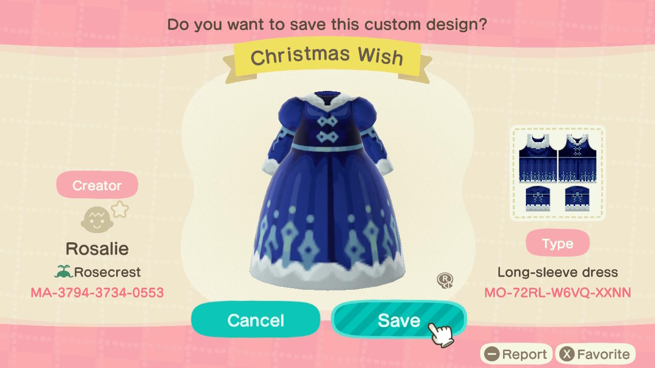 Animal Crossing Design Code: MO-72RL-W6VQ-XXNN Christmas Wish