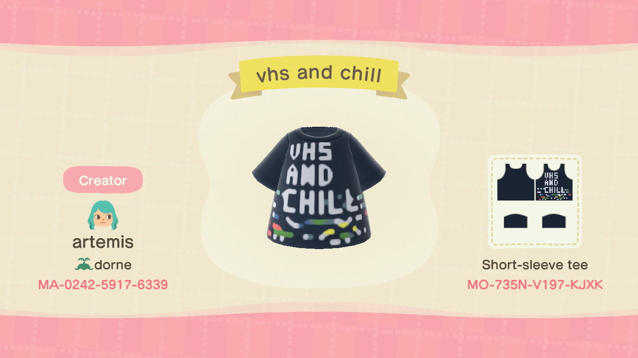 Animal Crossing Design Code: MO-735N-V197-KJXK VHS AND CHILL