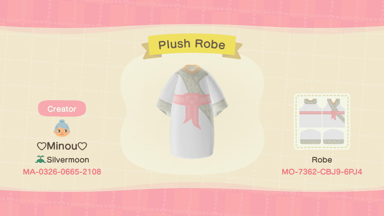 Animal Crossing Design Code: MO-7362-CBJ9-6PJ4 Plush Robe