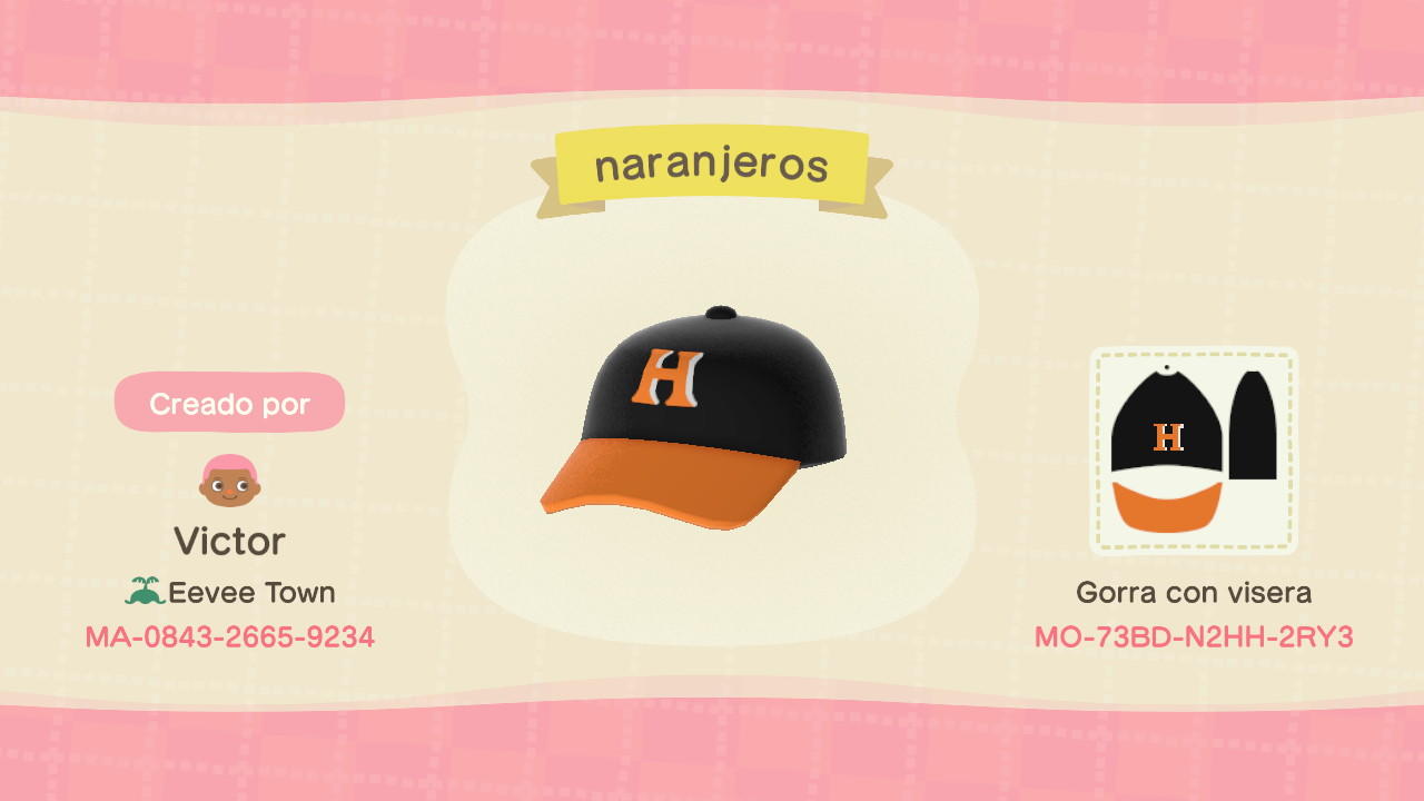 Animal Crossing Design Code: MO-73BD-N2HH-2RY3 Naranjeros