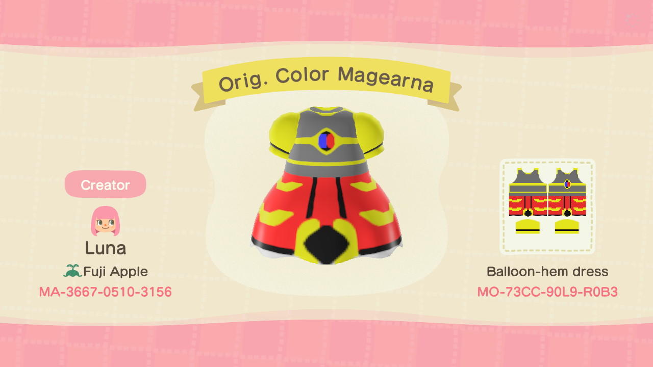 Animal Crossing Design Code: MO-73CC-90L9-R0B3 Orig. Color Magearna