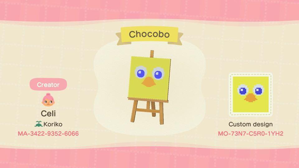 Animal Crossing Design Code: MO-73N7-C5R0-1YH2 Chocobo