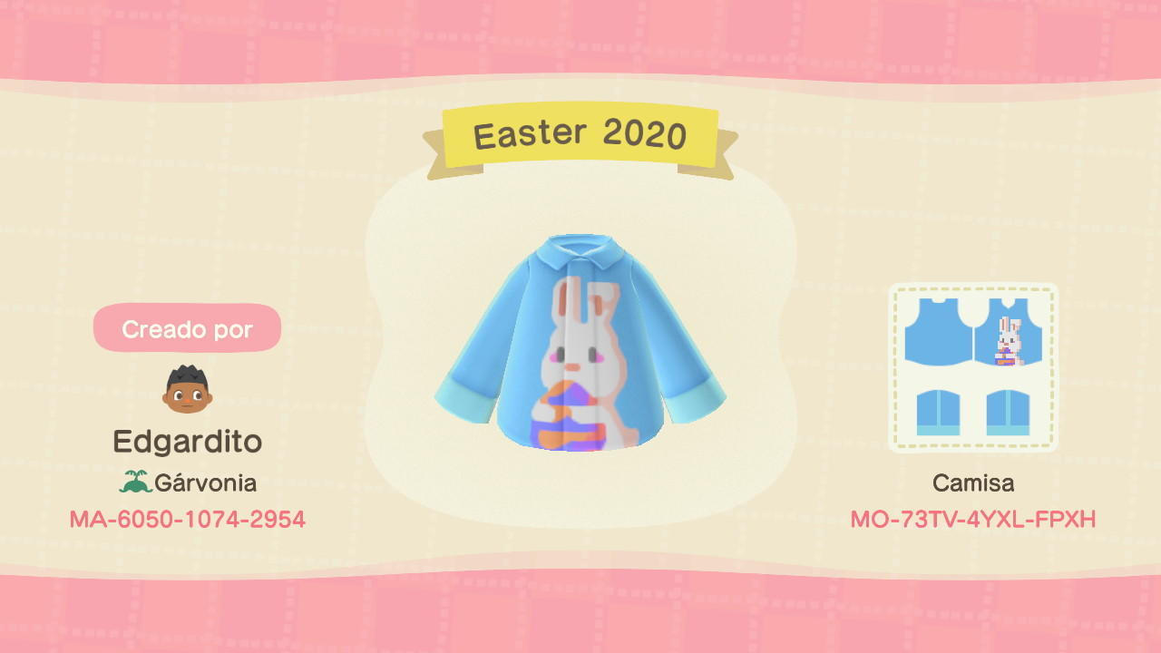 Animal Crossing Design Code: MO-73TV-4YXL-FPXH Easter 2020