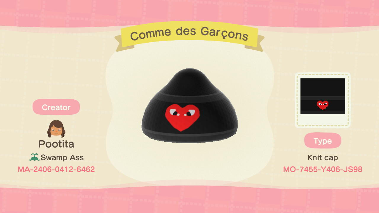 Animal Crossing Design Code: MO-7455-Y406-JS98 Comme des Garçons