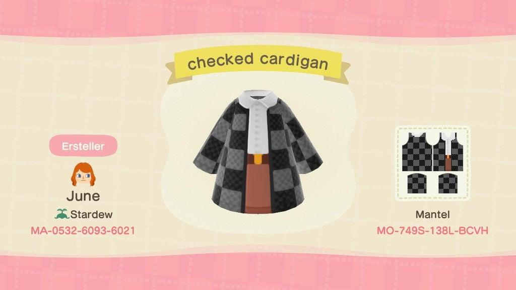 Animal Crossing Design Code: MO-749S-138L-BCVH checked cardigan