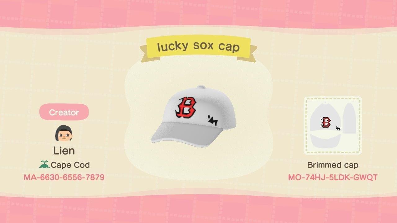Animal Crossing Design Code: MO-74HJ-5LDK-GWQT lucky sox cap