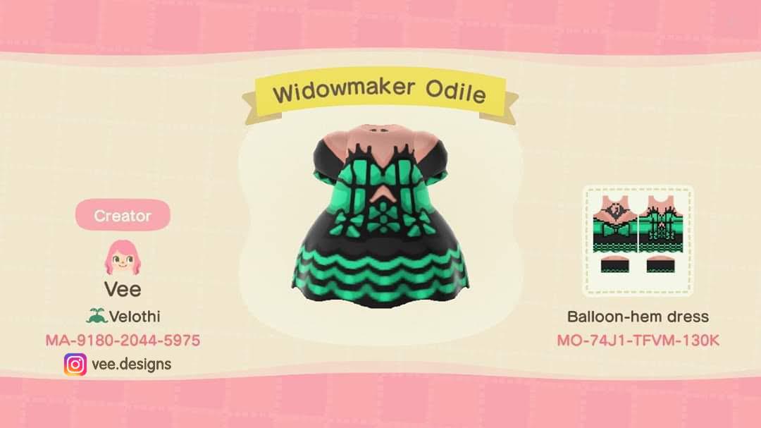 Animal Crossing Design Code: MO-74J1-TFVM-130K Widowmaker Odile