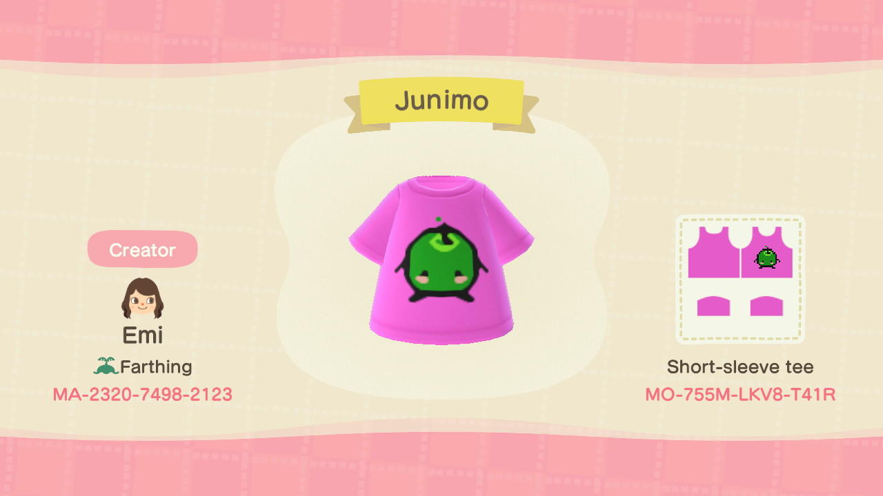 Animal Crossing Design Code: MO-755M-LKV8-T41R Stardew Junimo