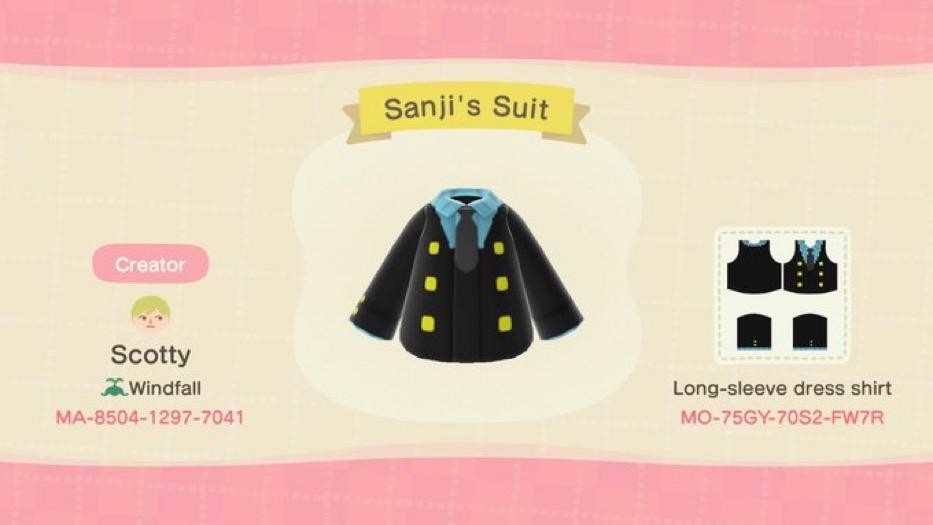 Animal Crossing Design Code: MO-75GY-70S2-FW7R Sanji’s Suit