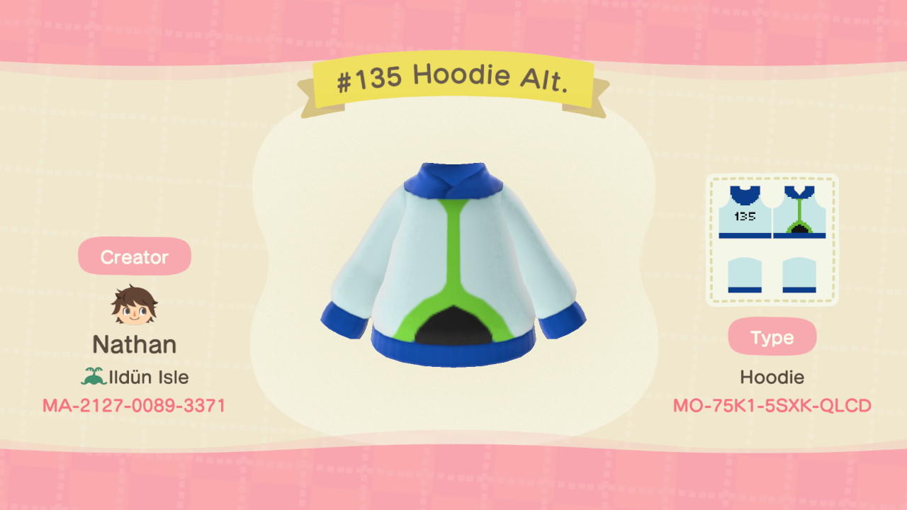 Animal Crossing Design Code: MO-75K1-5SXK-QLCD Jolteon Hoodie