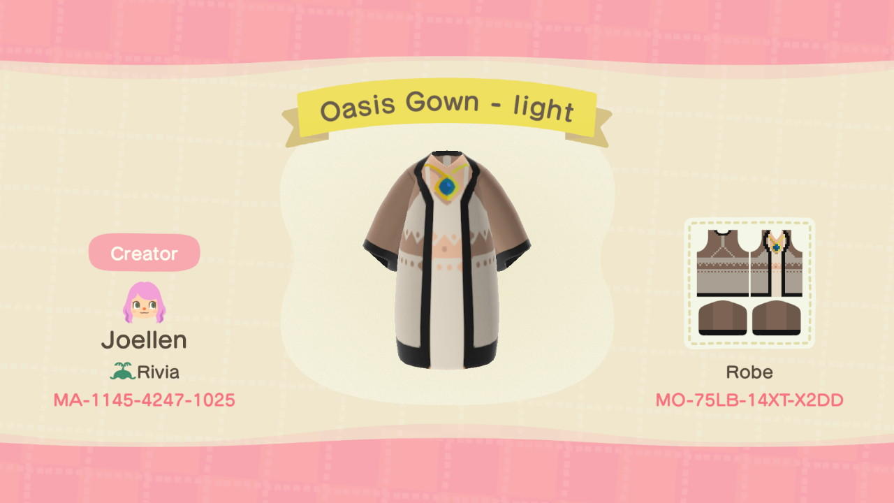 Animal Crossing Design Code: MO-75LB-14XT-X2DD Oasis Gown