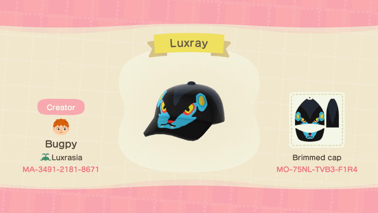 Animal Crossing Design Code: MO-75NL-TVB3-F1R4 Luxray