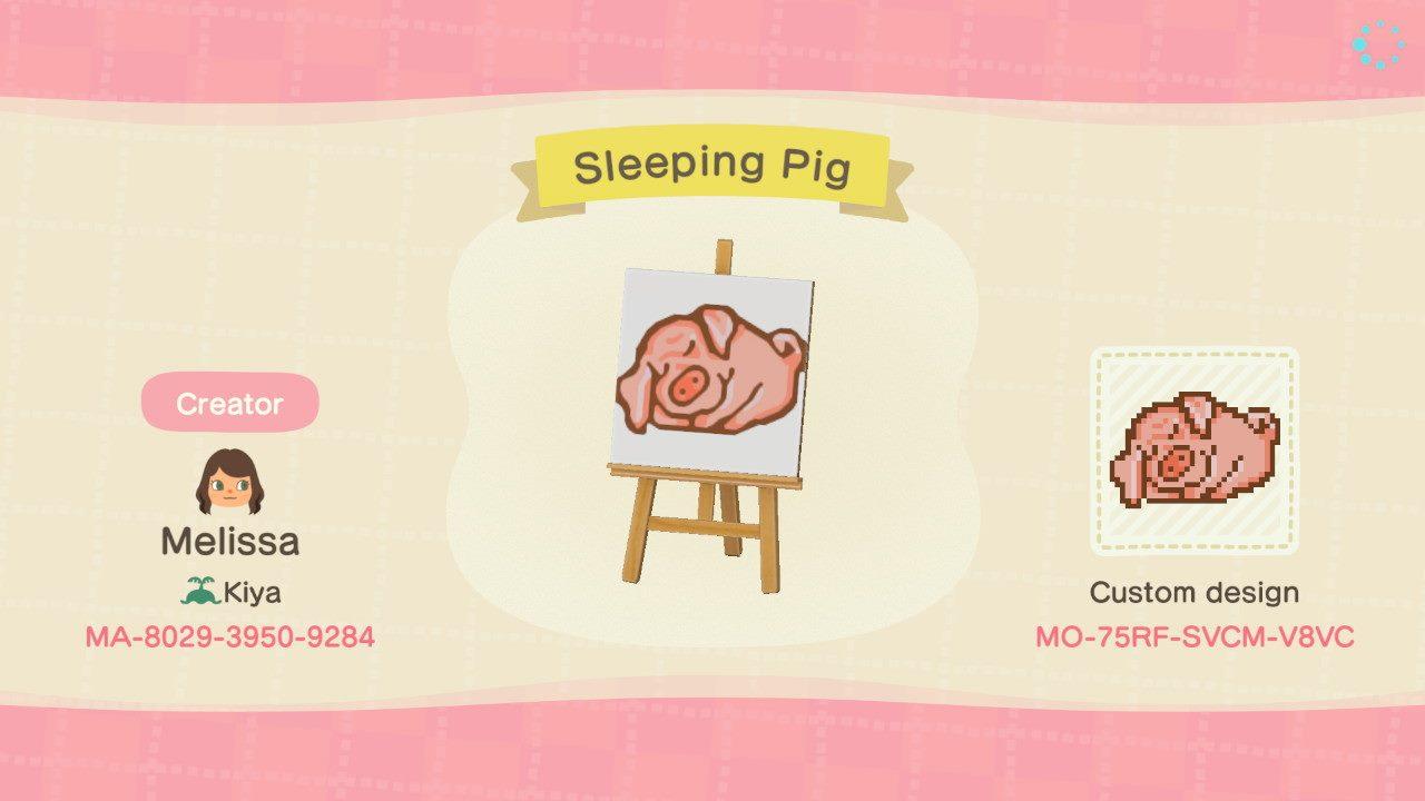 Animal Crossing Design Code: MO-75RF-SVCM-V8VC Sleeping Pig