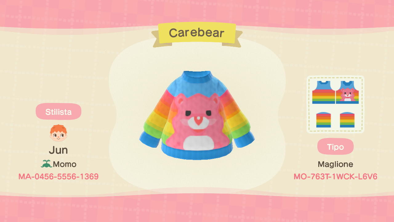 Animal Crossing Design Code: MO-763T-1WCK-L6V6 Carebear
