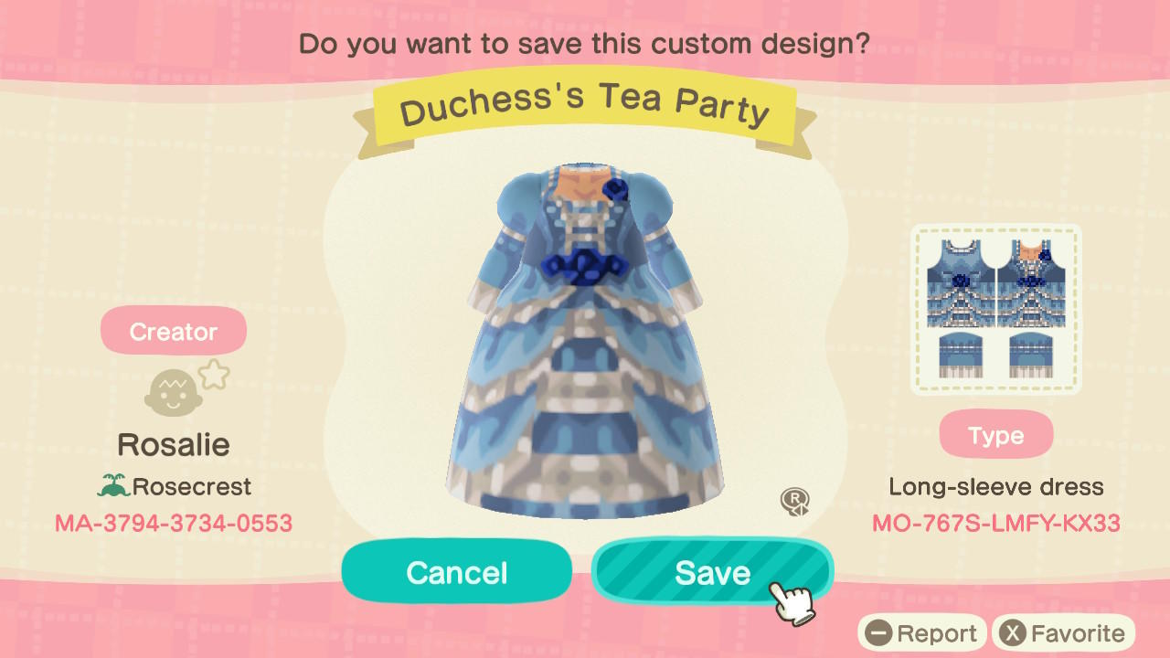 Animal Crossing Design Code: MO-767S-LMFY-KX33 Duchess’ Tea Party