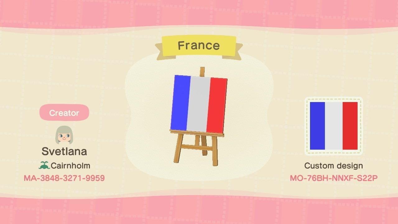 Animal Crossing Design Code: MO-76BH-NNXF-S22P France