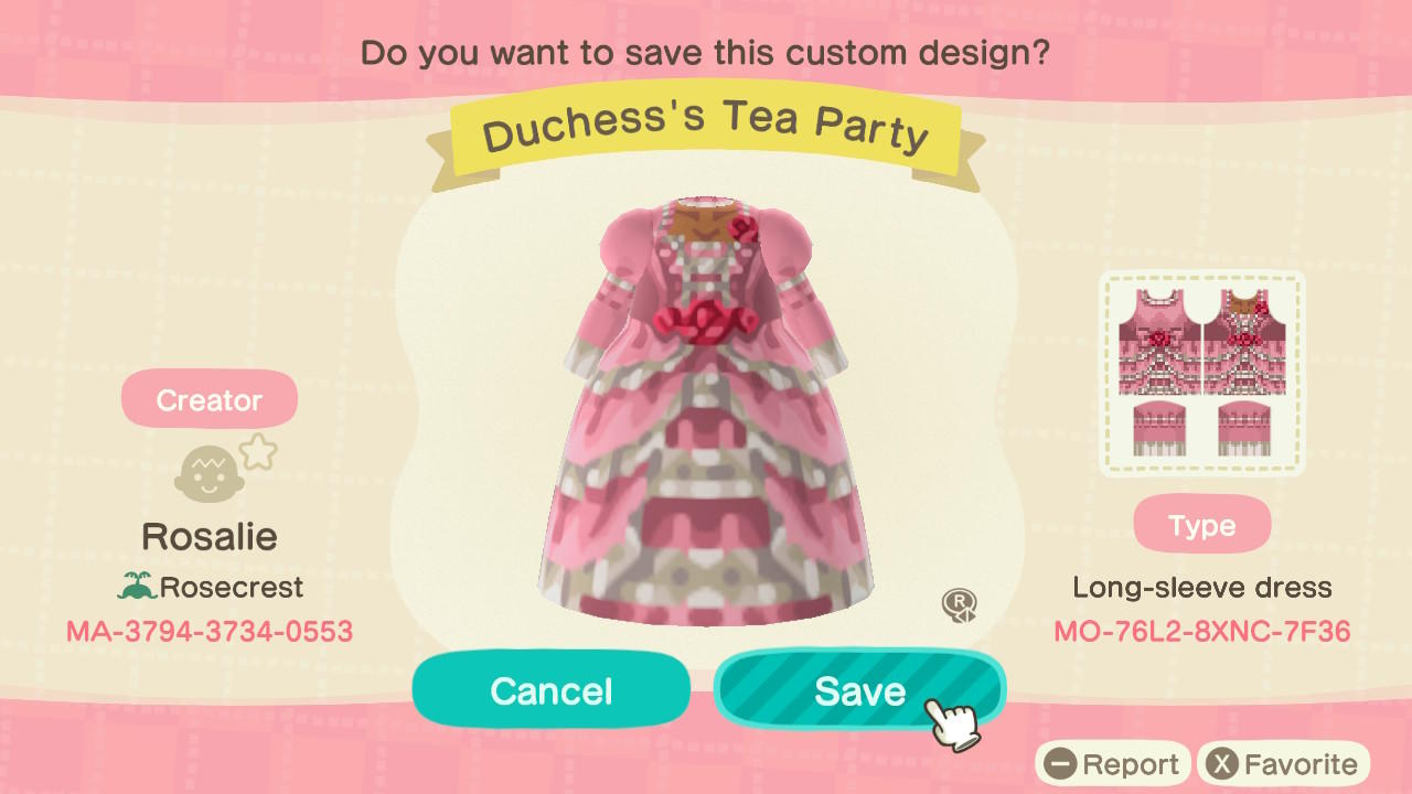 Animal Crossing Design Code: MO-76L2-8XNC-7F36 Duchess’ Tea Party