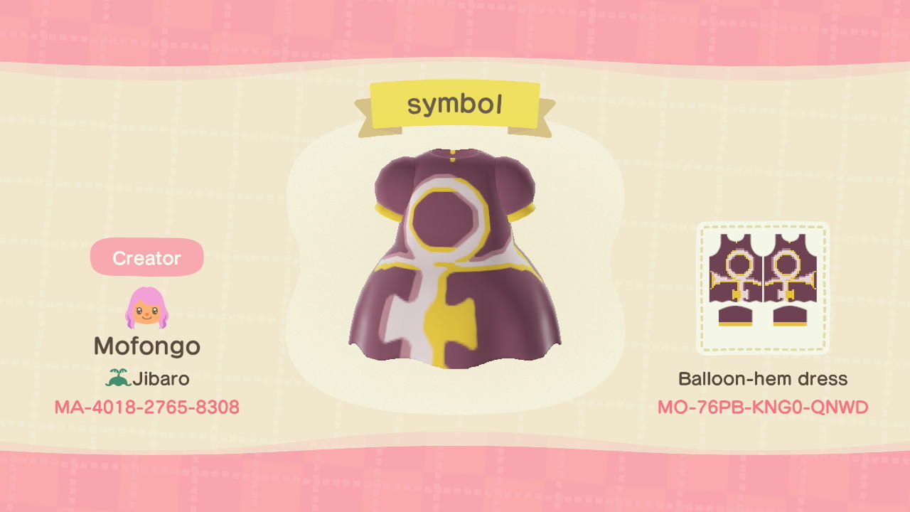 Animal Crossing Design Code: MO-76PB-KNG0-QNWD Symbol
