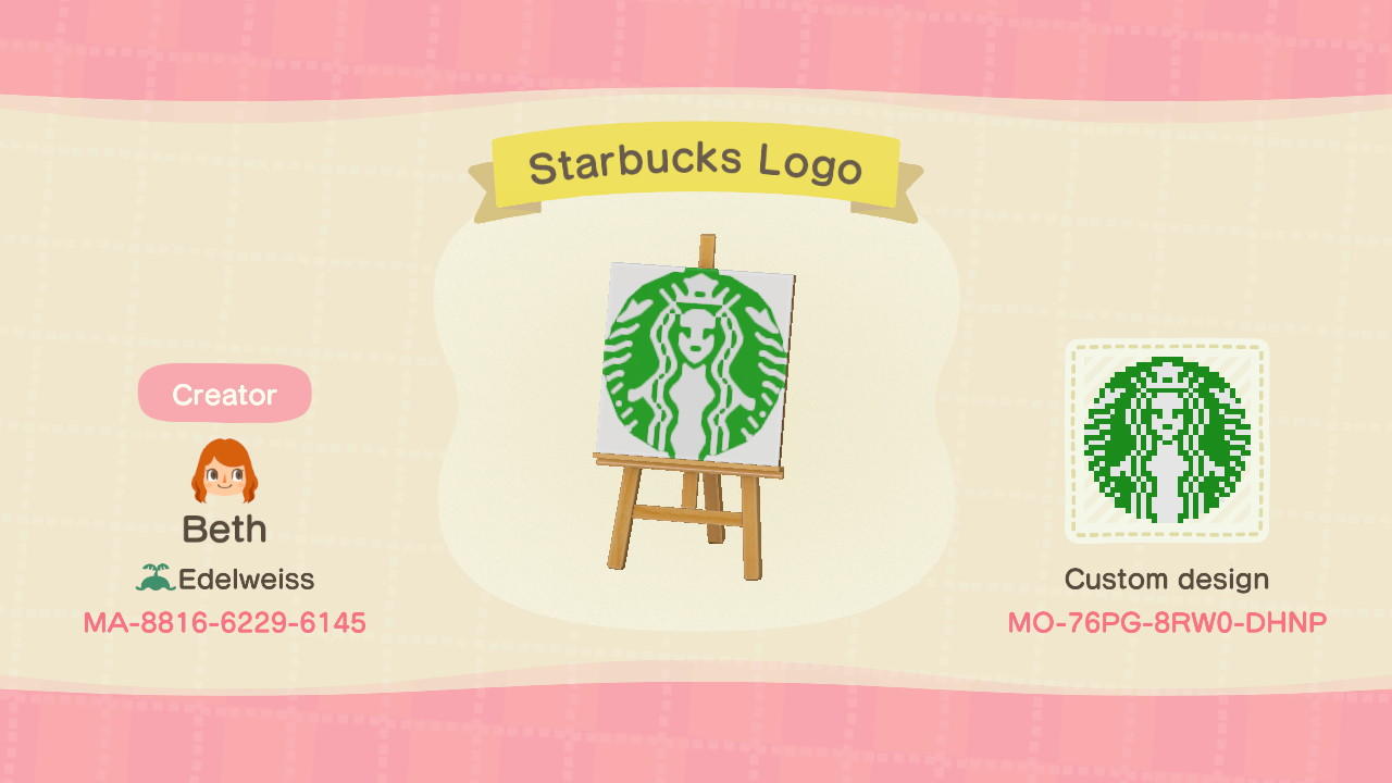 Animal Crossing Design Code: MO-76PG-8RW0-DHNP Starbucks Coffee