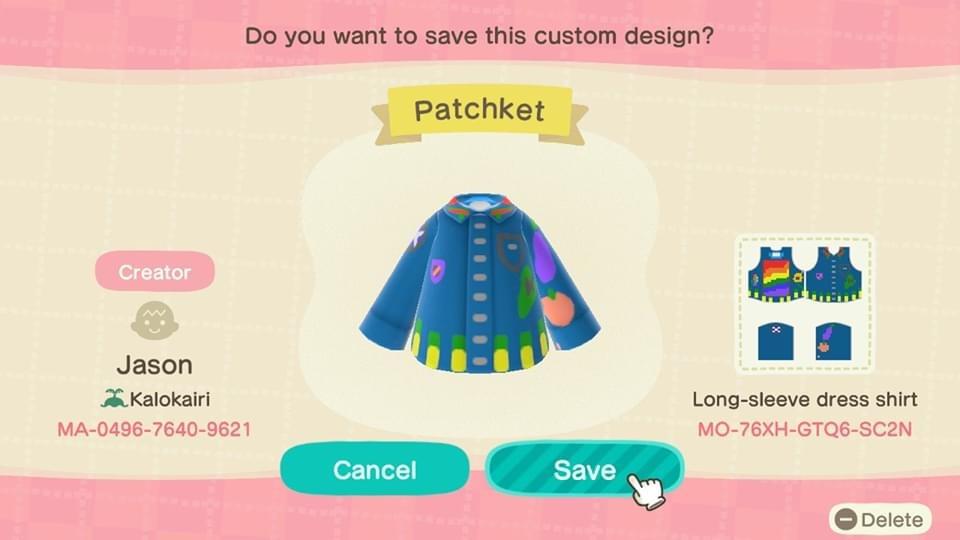Animal Crossing Design Code: MO-76XH-GTQ6-SC2N Patchket