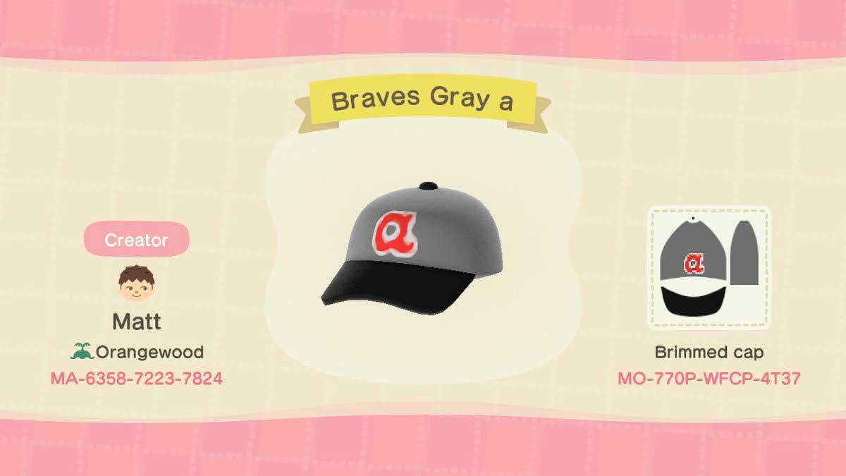 Animal Crossing Design Code: MO-770P-WFCP-4T37 Braves Gray a