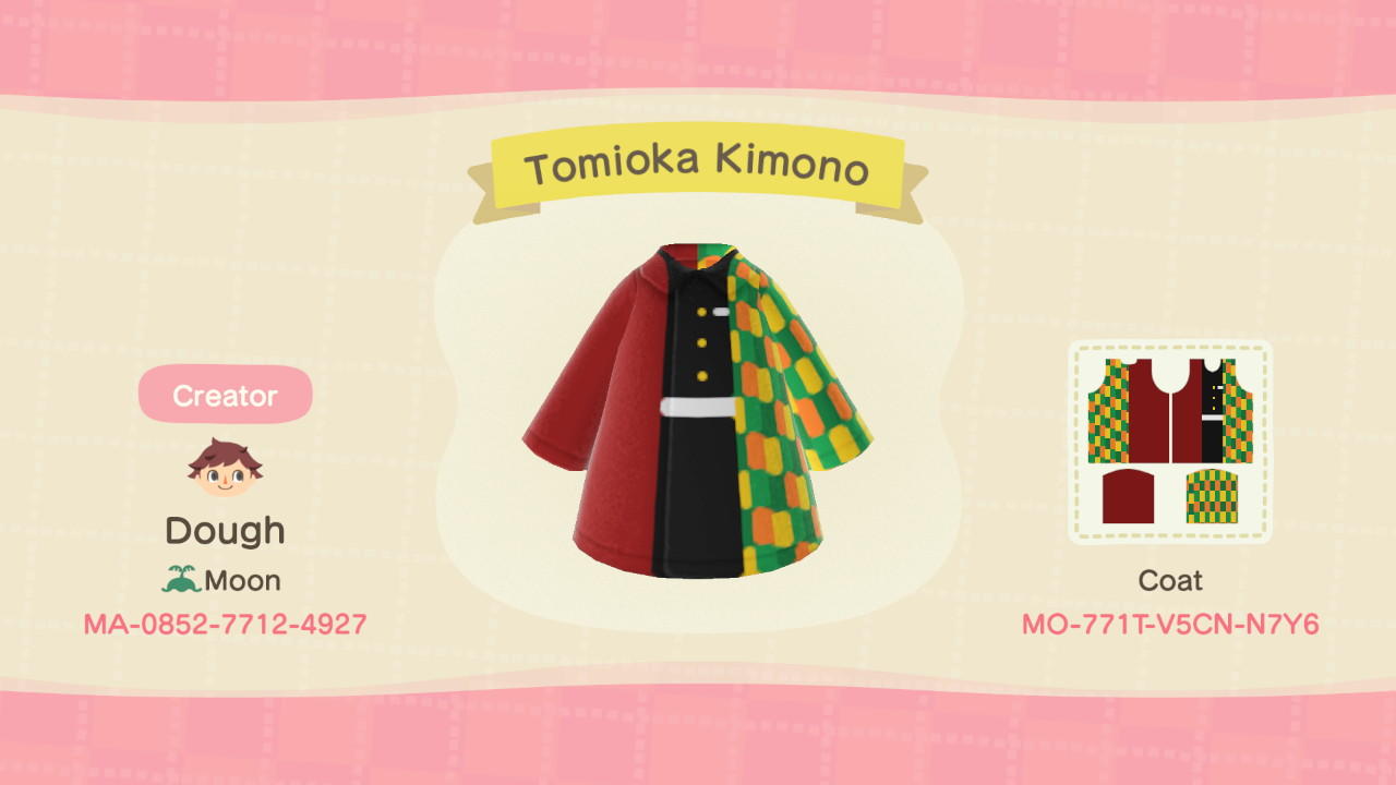 Animal Crossing Design Code: MO-771T-V5CN-N7Y6 Tomioka Kimono