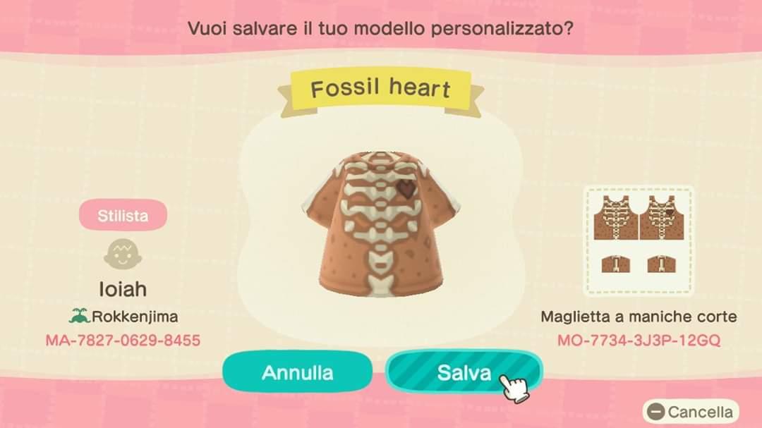 Animal Crossing Design Code: MO-7734-3J3P-12GQ Fossil heart
