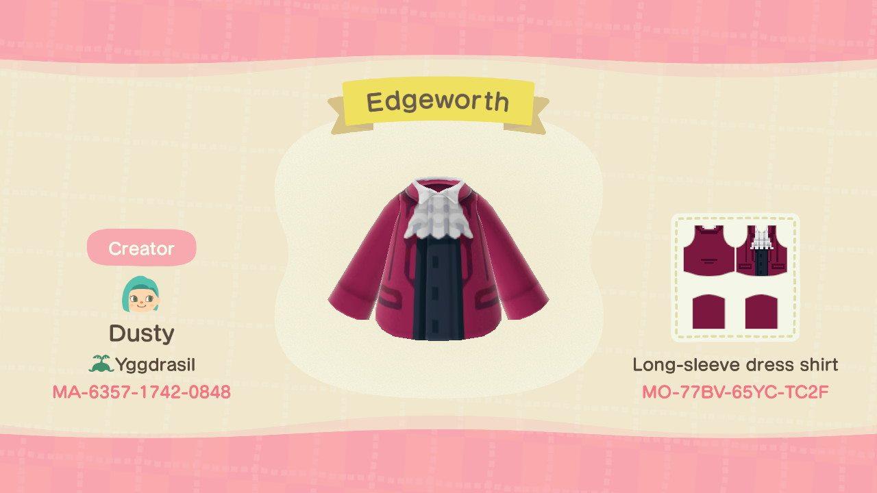 Animal Crossing Design Code: MO-77BV-65YC-TC2F Edgeworth
