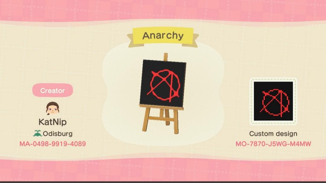 Animal Crossing Design Code: MO-7870-J5WG-M4MW Anarchy