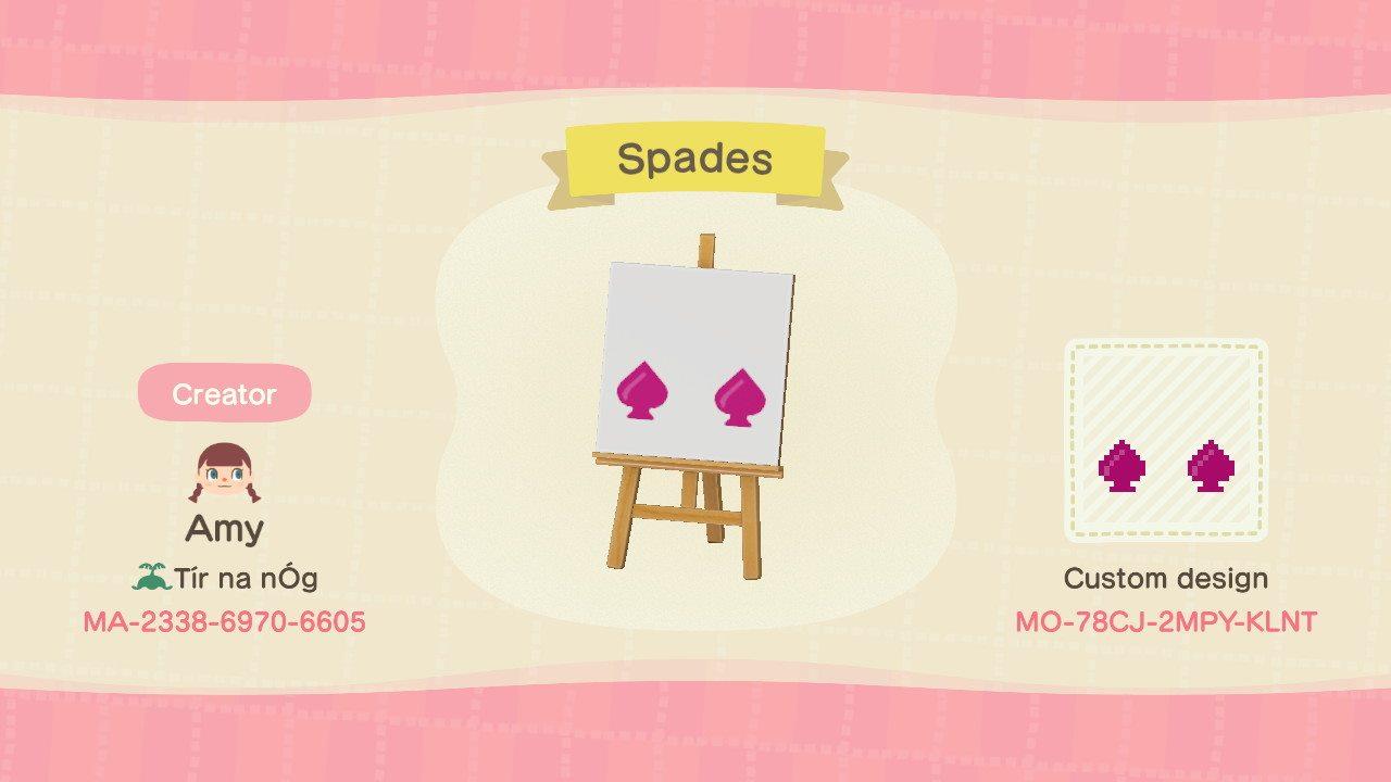 Animal Crossing Design Code: MO-78CJ-2MPY-KLNT Spades
